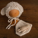 Newborn Sheep Outfit,Newborn Knitted outfit,Newborn Photography prop,Newborn Felt Sheep Toy,First Birthday Outfit,Newborn Coming Home Outfit