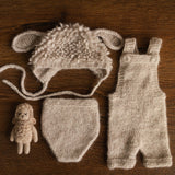 Newborn Sheep Outfit,Newborn Knitted outfit,Newborn Photography prop,Newborn Felt Sheep Toy,First Birthday Outfit,Newborn Coming Home Outfit