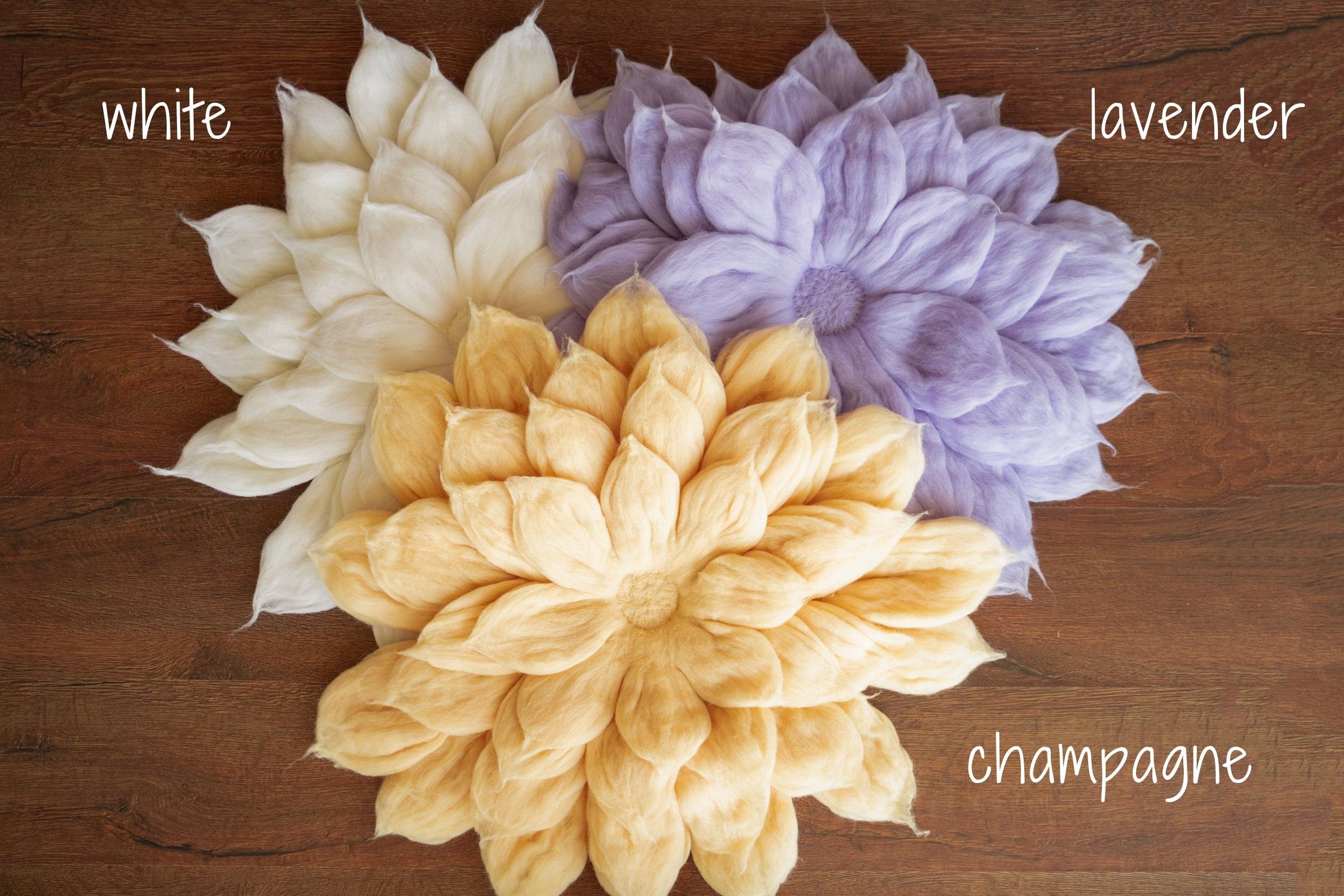 Baby Flower Felt Hat, Flower Newborn Merino Wool Felted Rug Set with Felted Hat for Girl, Newborn Photography props,Newborn Felted Props Set