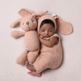 Boucle Knitted Bunny Toy with Bunny Outfit for Newborn Photography Props, Newborn Rabbit Outfit, Newborn Knitted Outfit, Newborn Bunny Ears