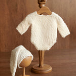Popcorn Knit Merino Wool Newborn Coming Home Outfit – Knitted Baby Photography Set