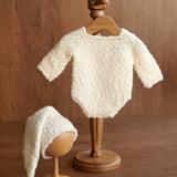 Popcorn Knit Merino Wool Newborn Coming Home Outfit – Knitted Baby Photography Set