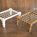 Handcrafted newborn wood rope chair – cozy photography prop