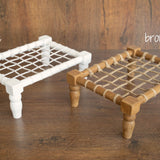 Handcrafted newborn wood rope chair – cozy photography prop