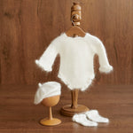 Angora Baby Girl Knit Romper with Wavy Edges – Newborn Photography Outfit & Coming Home Gift, Newborn Knitted Outfit, Newborn Photo Props