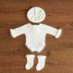 Angora Baby Girl Knit Romper with Wavy Edges – Newborn Photography Outfit & Coming Home Gift, Newborn Knitted Outfit, Newborn Photo Props