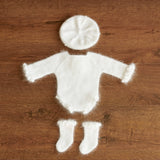 Angora Baby Girl Knit Romper with Wavy Edges – Newborn Photography Outfit & Coming Home Gift, Newborn Knitted Outfit, Newborn Photo Props