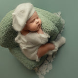 Angora Baby Girl Knit Romper with Wavy Edges – Newborn Photography Outfit & Coming Home Gift, Newborn Knitted Outfit, Newborn Photo Props