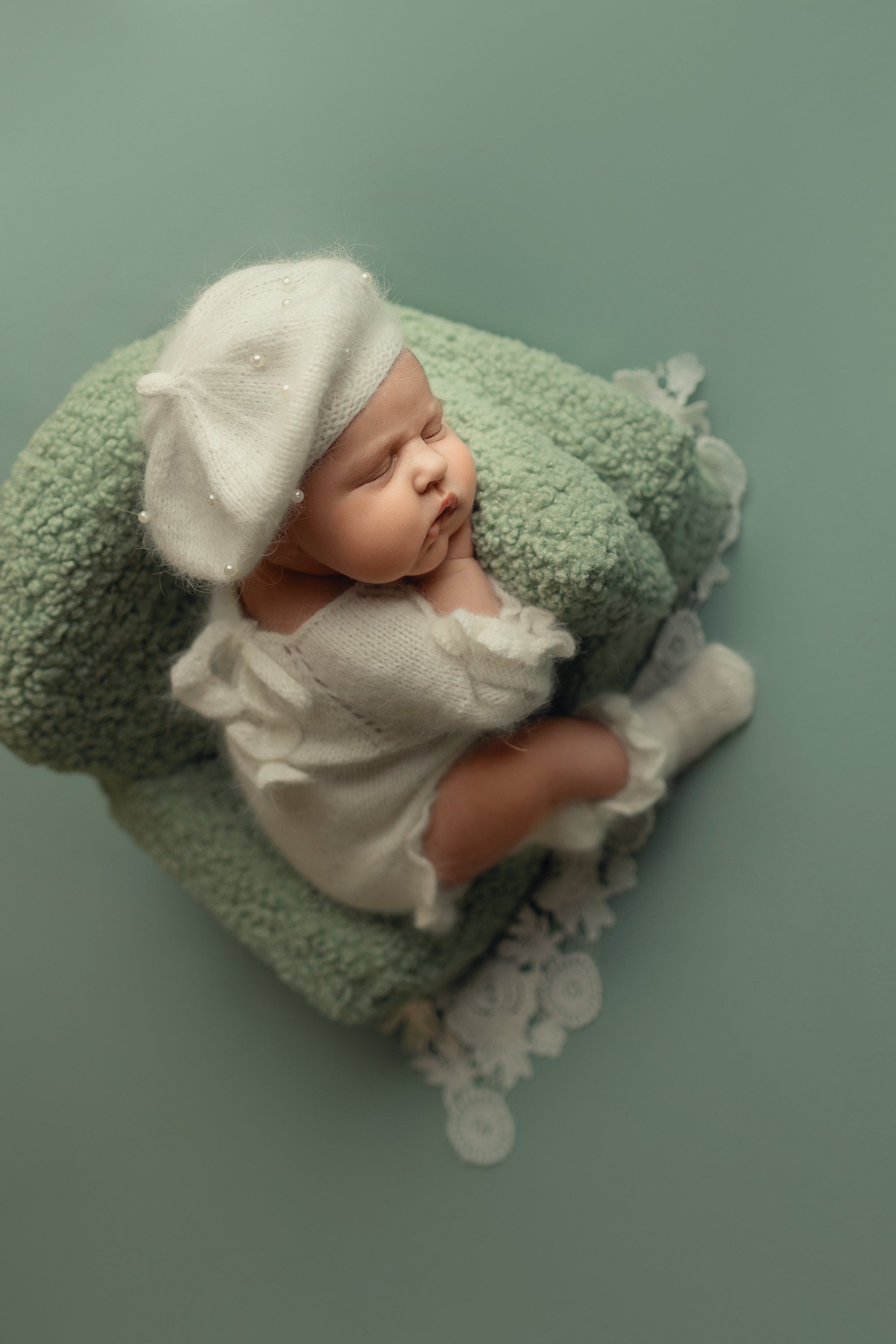 Angora Baby Girl Knit Romper with Wavy Edges – Newborn Photography Outfit & Coming Home Gift, Newborn Knitted Outfit, Newborn Photo Props