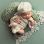 Angora Baby Girl Knit Romper with Wavy Edges – Newborn Photography Outfit & Coming Home Gift, Newborn Knitted Outfit, Newborn Photo Props