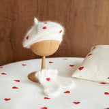 Valentine's Day Newborn Fabric Backdrop with Hearts for Newborn Photography Props, Newborn Posing Pillow, Newborn Posing Fabric Backdrop