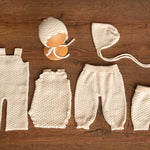 Natural Newborn Crochet Romper and Bonnet Set, Newborn Knitted Outfit, Newborn Knitted Blanket, Newborn Photography props, Baby Girl Romper