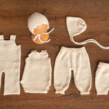 Natural Newborn Crochet Romper and Bonnet Set, Newborn Knitted Outfit, Newborn Knitted Blanket, Newborn Photography props, Baby Girl Romper