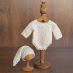 Popcorn Knit Merino Wool Newborn Coming Home Outfit – Knitted Baby Photography Set