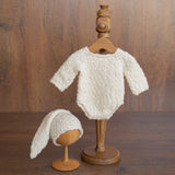 Popcorn Knit Merino Wool Newborn Coming Home Outfit – Knitted Baby Photography Set