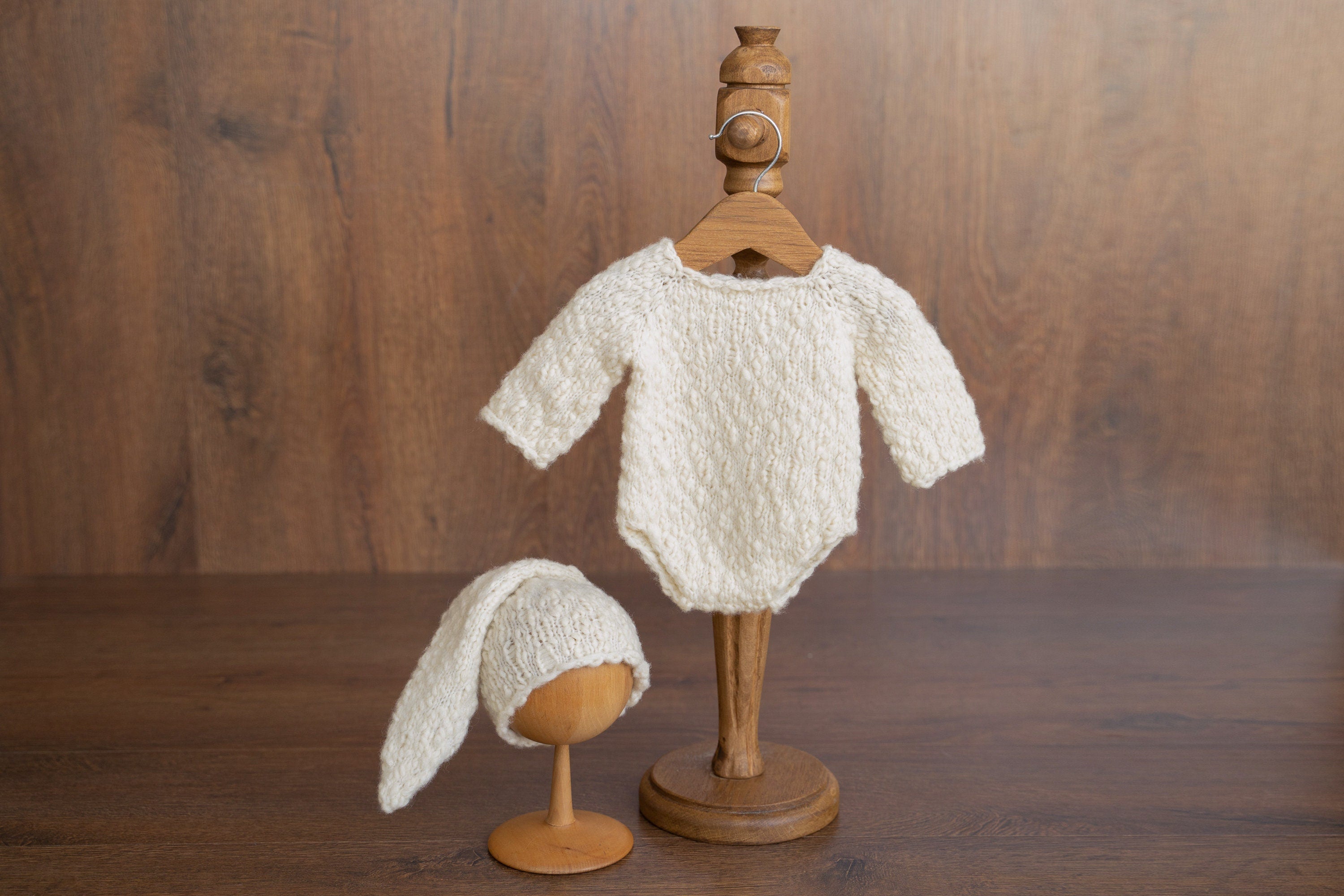 Popcorn Knit Merino Wool Newborn Coming Home Outfit – Knitted Baby Photography Set