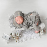 Handcrafted newborn wood rope chair – cozy photography prop