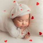 Valentine's Day Newborn Fabric Backdrop with Hearts for Newborn Photography Props, Newborn Posing Pillow, Newborn Posing Fabric Backdrop