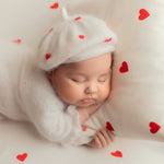 Angora Wool Baby Girl Beret Hat with Hearts – Valentine’s Day Outfit, Newborn Photography Prop