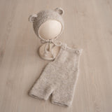 Newborn Alpaca Outfit Set, Newborn Knitted Outfit, Newborn Sleep hat, Newborn Overalls, Newborn Teddy Bear, Newborn Photography Props Outfit