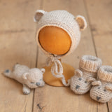 Newborn Knit Bear Hat for Newborn Photography Outfit, Newborn Teddy Bear Hat, Baby Bear Knitting Hat, Newborn Knit Outfit, Baby Shower Gift