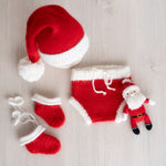 Newborn Santa Claus Outfit, Newborn Christmas Outfit, Knitted Newborn Santa Hat, Newborn Knitted Outfit, Christmas Newborn Photography Props