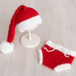 Newborn Santa Claus Outfit, Newborn Christmas Outfit, Knitted Newborn Santa Hat, Newborn Knitted Outfit, Christmas Newborn Photography Props