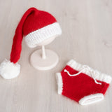 Newborn Santa Claus Outfit, Newborn Christmas Outfit, Knitted Newborn Santa Hat, Newborn Knitted Outfit, Christmas Newborn Photography Props