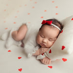 Valentine's Day Newborn Fabric Backdrop with Hearts for Newborn Photography Props, Newborn Posing Pillow, Newborn Posing Fabric Backdrop