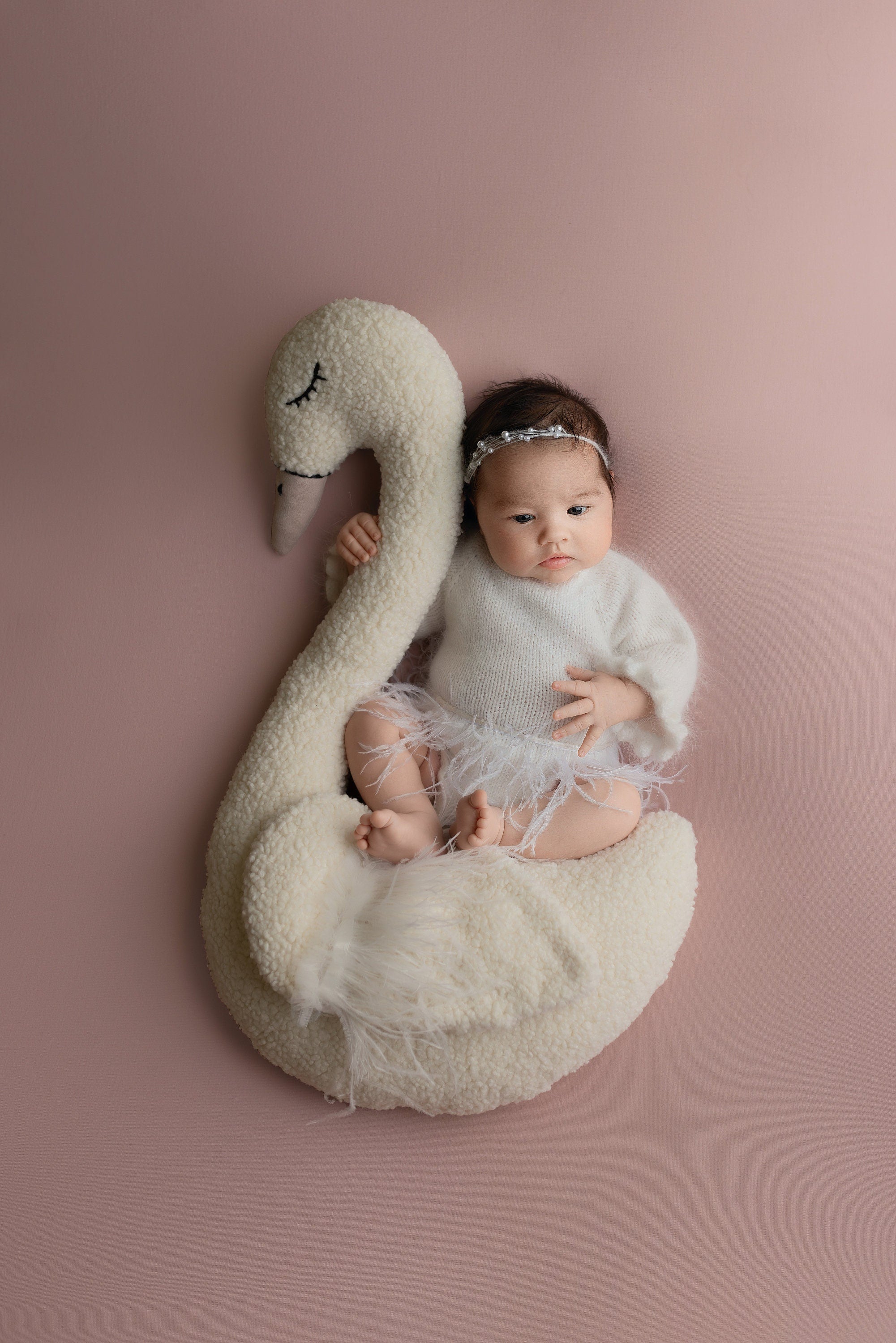 Newborn Flamingo Posing Toy, Newborn Animal Posing Pillow for Newborn Photography props, Newborn Stuffed Animal Pillow, White Swan Pillow