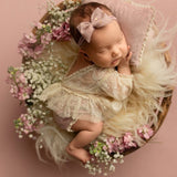 Newborn Girl Outfit with Photo Pillow, Newborn Girl Coming Home Outfit, Newborn Photography props, Newborn Posing pillow,Newborn Girl Romper