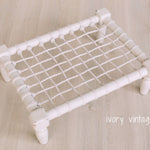 Handcrafted newborn wood rope chair – cozy photography prop