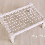 Handcrafted newborn wood rope chair – cozy photography prop