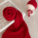 Newborn Bonnet with Knitted Wrap Mohair, Newborn Christmas Outfits for Newborn Photography Props, Christmas Newborn Props for Photography