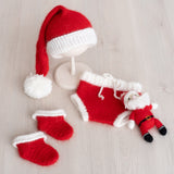 Newborn Santa Claus Outfit, Newborn Christmas Outfit, Knitted Newborn Santa Hat, Newborn Knitted Outfit, Christmas Newborn Photography Props
