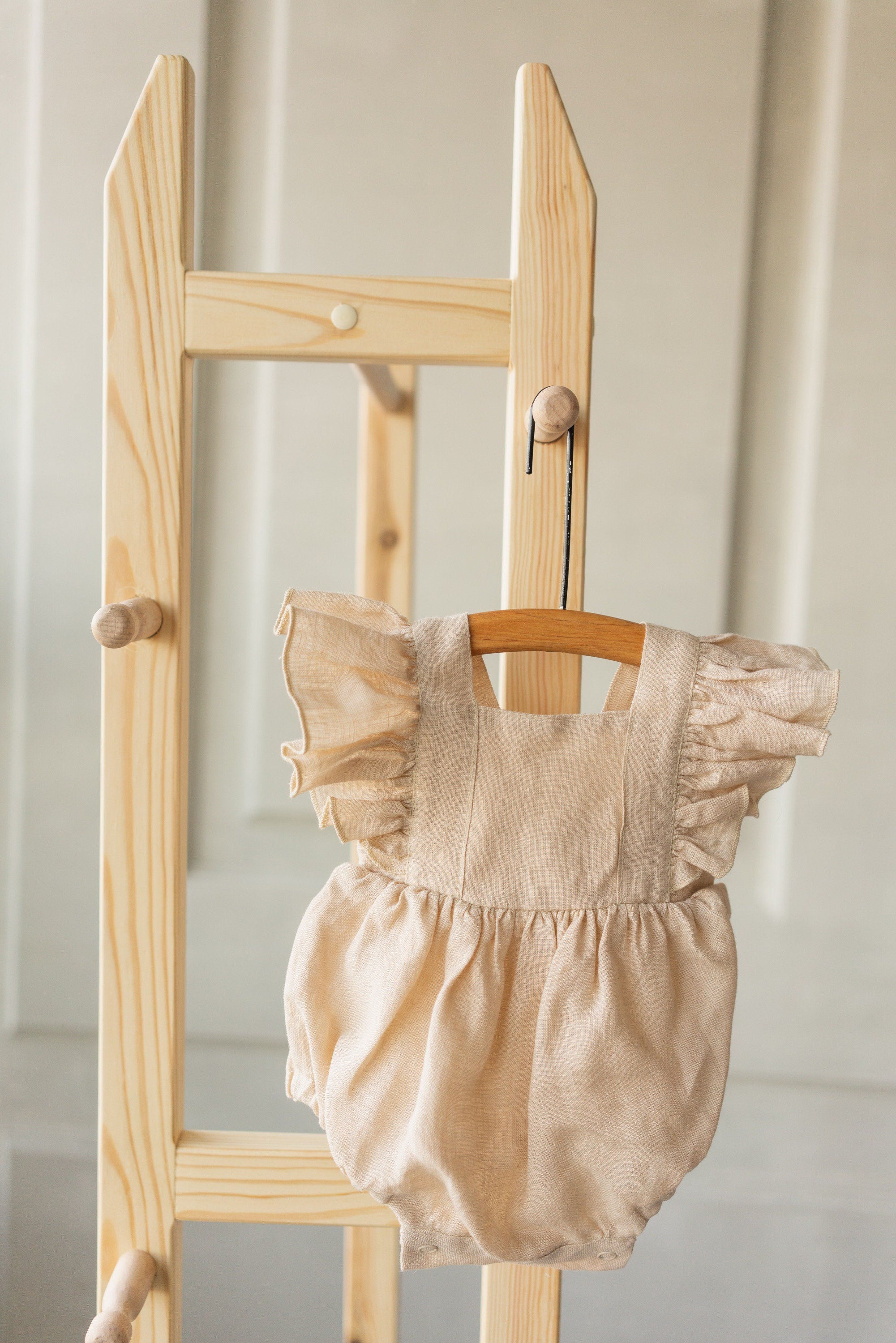 Baby Girl Linen Romper, Baby Linen Outfit for Girl, Girl Linen Boho Dress, Newborn Girl Coming Home outfit, Newborn Photography Outfit Girl