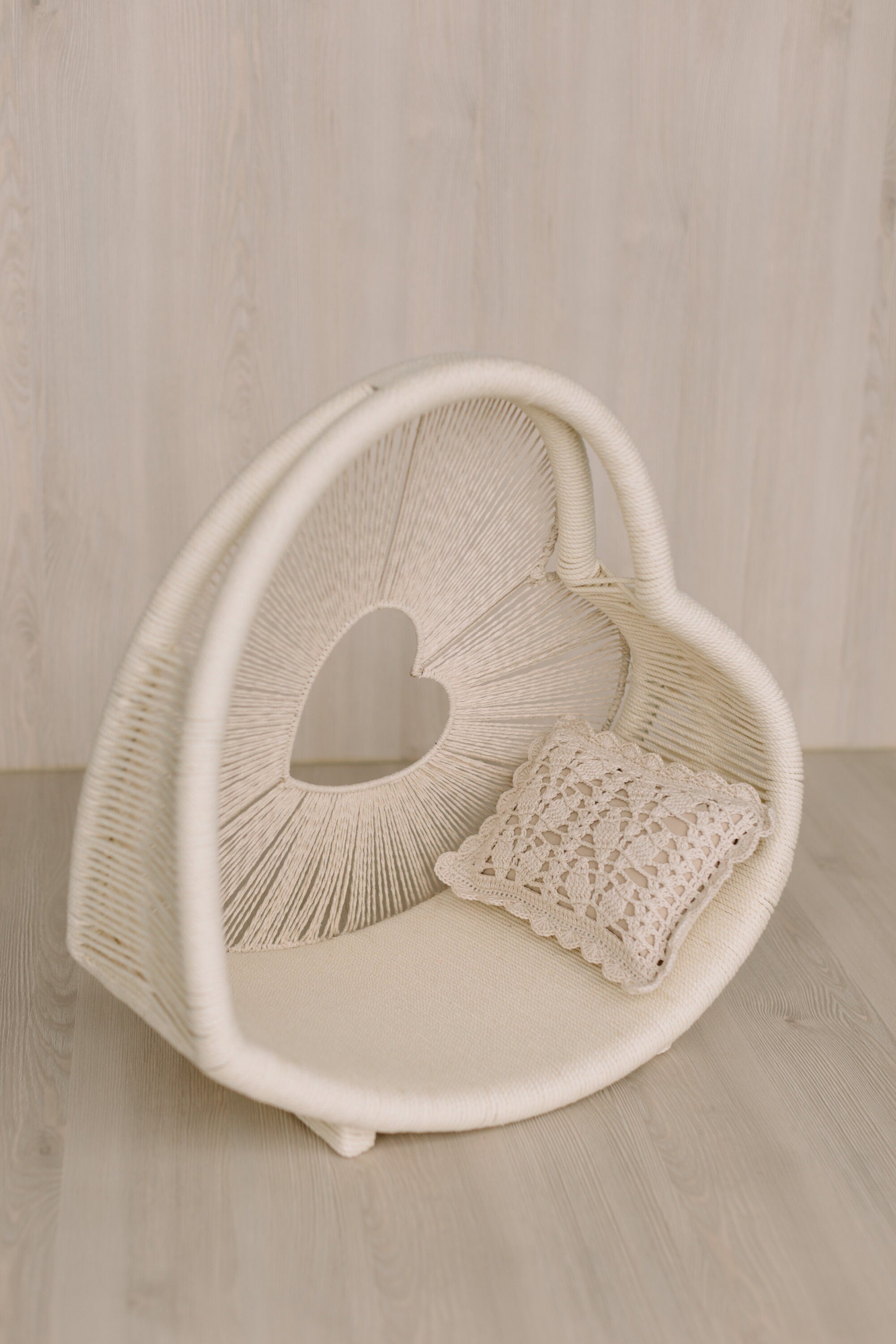 Newborn Heart Photography Props, Newborn Photography Prop Boho, Newborn Basket Prop, Baby Heart Basket Photo Prop, Macrame Photo Prop