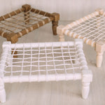 Handcrafted newborn wood rope chair – cozy photography prop