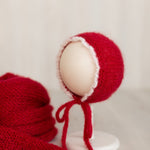 Newborn Bonnet with Knitted Wrap Mohair, Newborn Christmas Outfits for Newborn Photography Props, Christmas Newborn Props for Photography