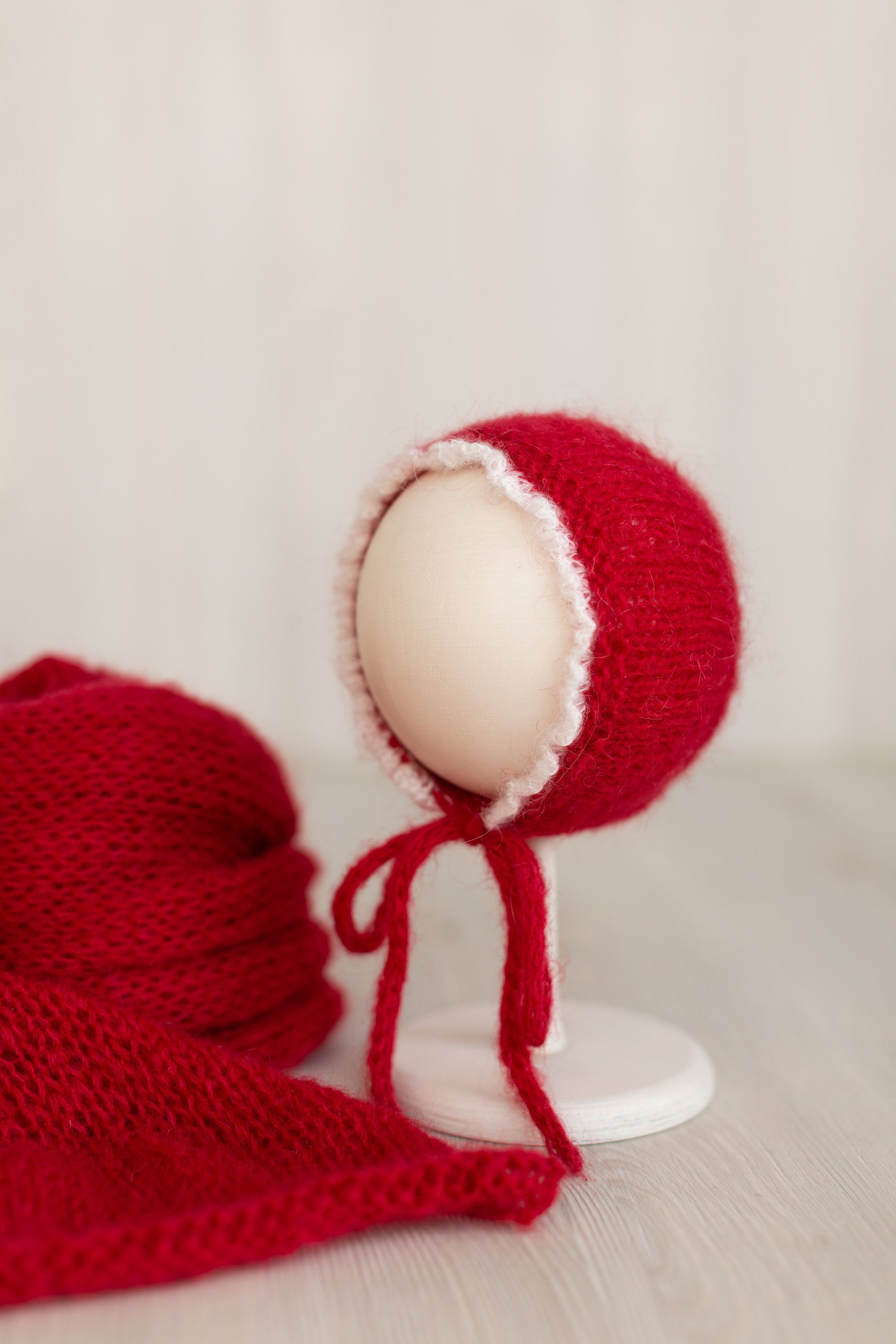 Newborn Bonnet with Knitted Wrap Mohair, Newborn Christmas Outfits for Newborn Photography Props, Christmas Newborn Props for Photography
