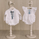 Newborn Ukrainian Vyshyvanka Dress, Newborn Linen Romper, Baby Embroidered Boho Romper, Newborn Coming Home Outfit,Linen Baptism Romper Girl