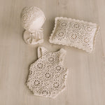 Crochet Newborn Outfit Girl Photography Props Set, Newborn Knitted Blanket, Newborn Posing Pillow, Newborn Crochet Layer,Baby Crochet Pillow