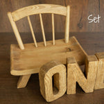 Newborn Wooden Chair and 'ONE' Letters Set, Cake Smash Props,Photography Props for Cake Smash and First Birthday Photos,Newborn Wooden Chair