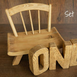 Newborn Wooden Chair and 'ONE' Letters Set, Cake Smash Props,Photography Props for Cake Smash and First Birthday Photos,Newborn Wooden Chair