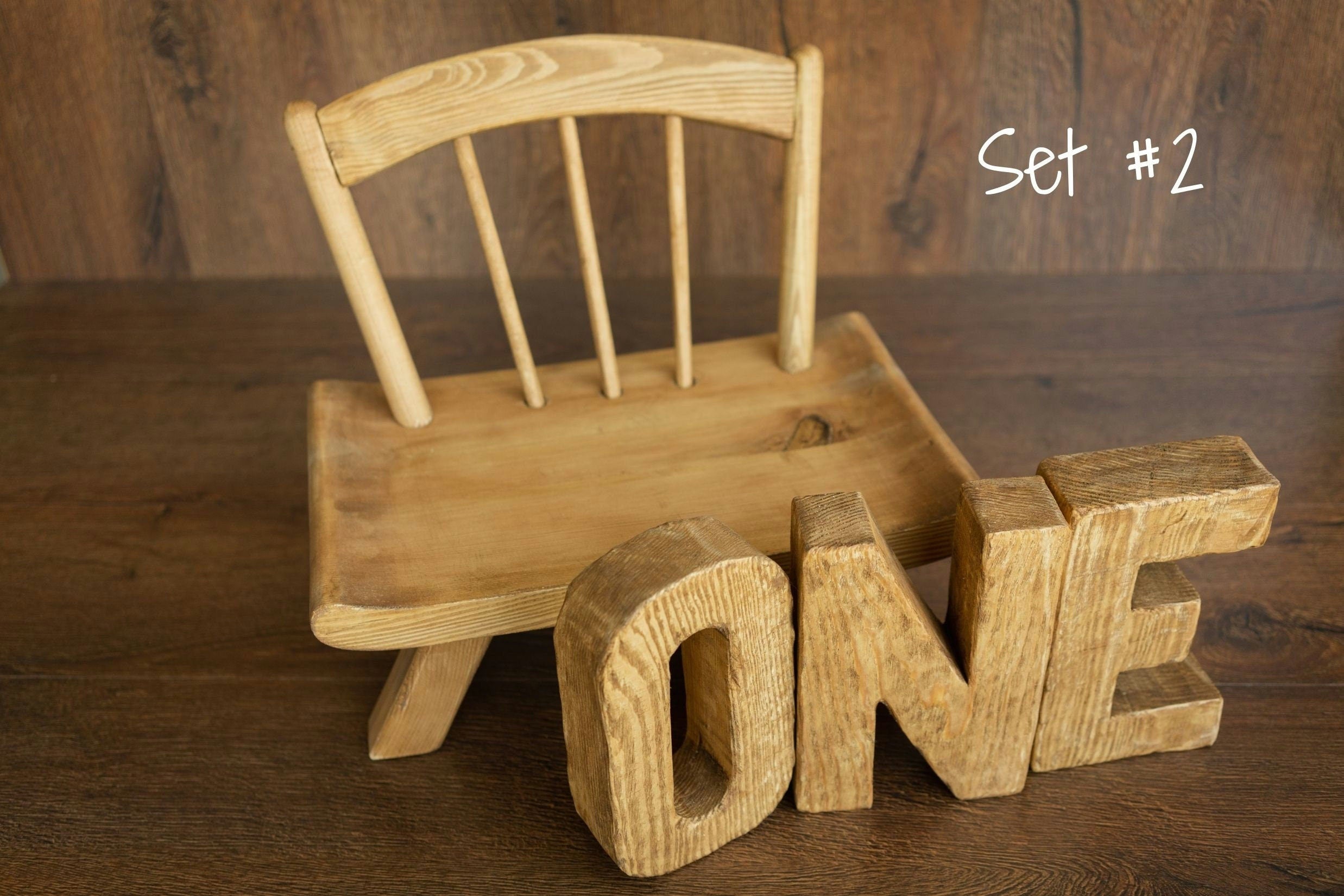 Newborn Wooden Chair and 'ONE' Letters Set, Cake Smash Props,Photography Props for Cake Smash and First Birthday Photos,Newborn Wooden Chair