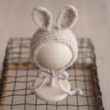 Newborn Teddy Bear and Bunny Outfit, Newborn Knitted Outfit, Newborn Bear Hat, Newborn Coming Home Outfit, Newborn Photography Props Set