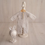 Newborn Teddy Bear and Bunny Outfit, Newborn Knitted Outfit, Newborn Bear Hat, Newborn Coming Home Outfit, Newborn Photography Props Set