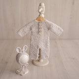 Newborn Teddy Bear and Bunny Outfit, Newborn Knitted Outfit, Newborn Bear Hat, Newborn Coming Home Outfit, Newborn Photography Props Set