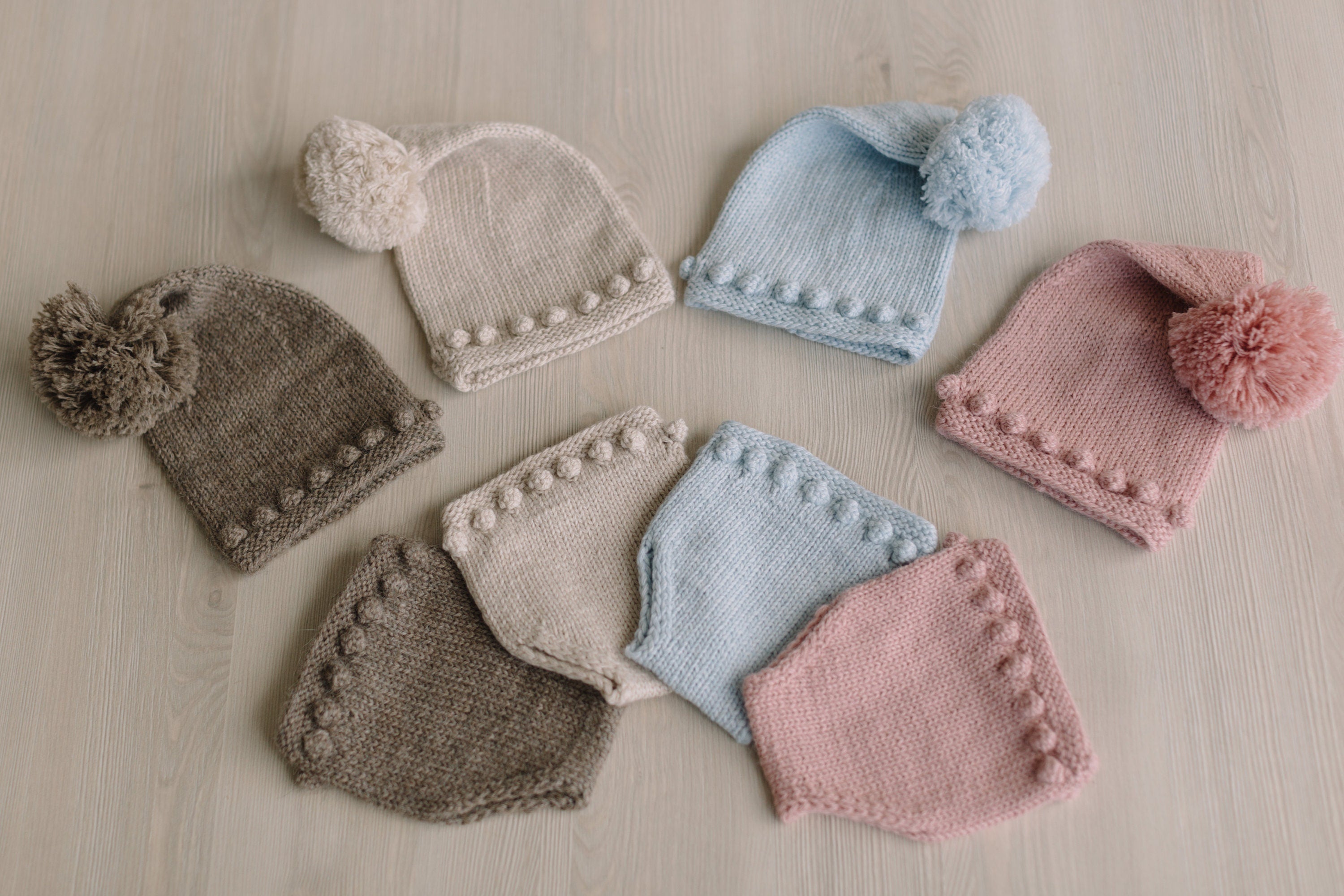 Newborn Knit Sleep Hat with Pants, Newborn Knitted Outfit, Newborn photography props, Coming Home Outfit Baby, Unisex Baby Knitted Outfit