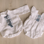 Newborn Ukrainian Vyshyvanka Dress, Newborn Linen Romper, Baby Embroidered Boho Romper, Newborn Coming Home Outfit,Linen Baptism Romper Girl